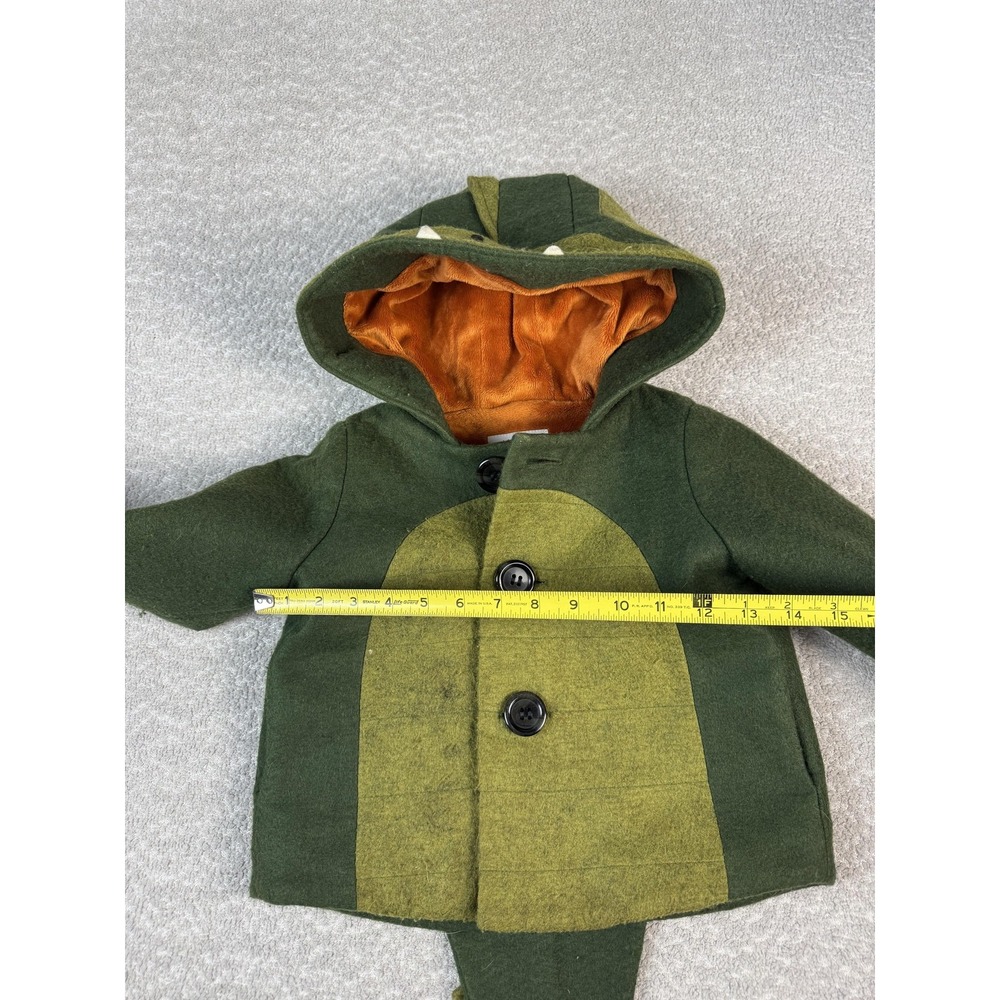 Little Goodall Coat Toddler 4 Green Wool Dinosaur Costume Hooded Tail Spikes - Picture 4 of 8